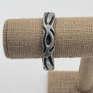 Vtg Antique Pewter Cuff Bracelet Navajo Cutouts Chunky Celtic